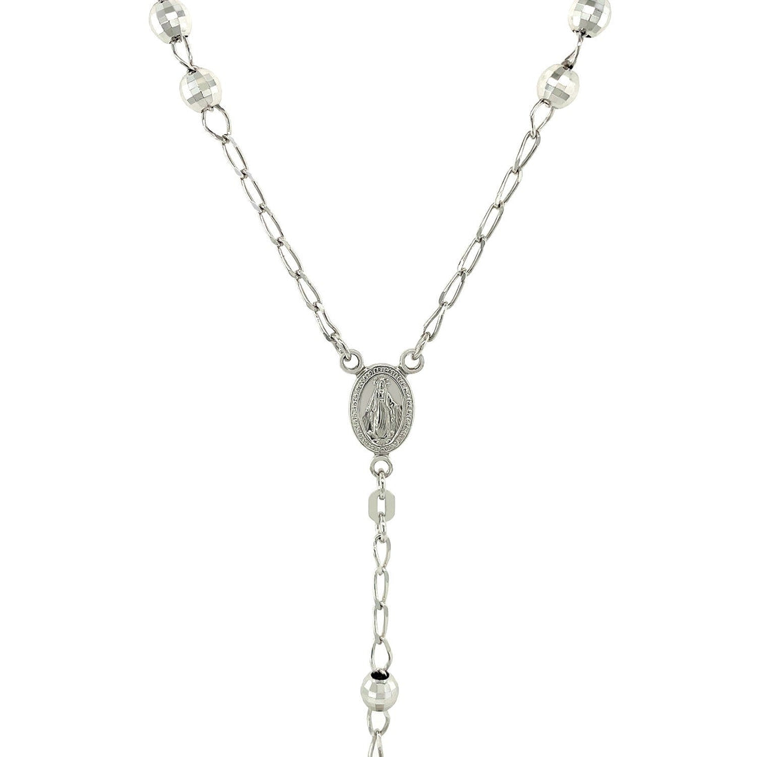 Rosary Chain and Large Bead Necklace in Sterling Silver by Bids.com
