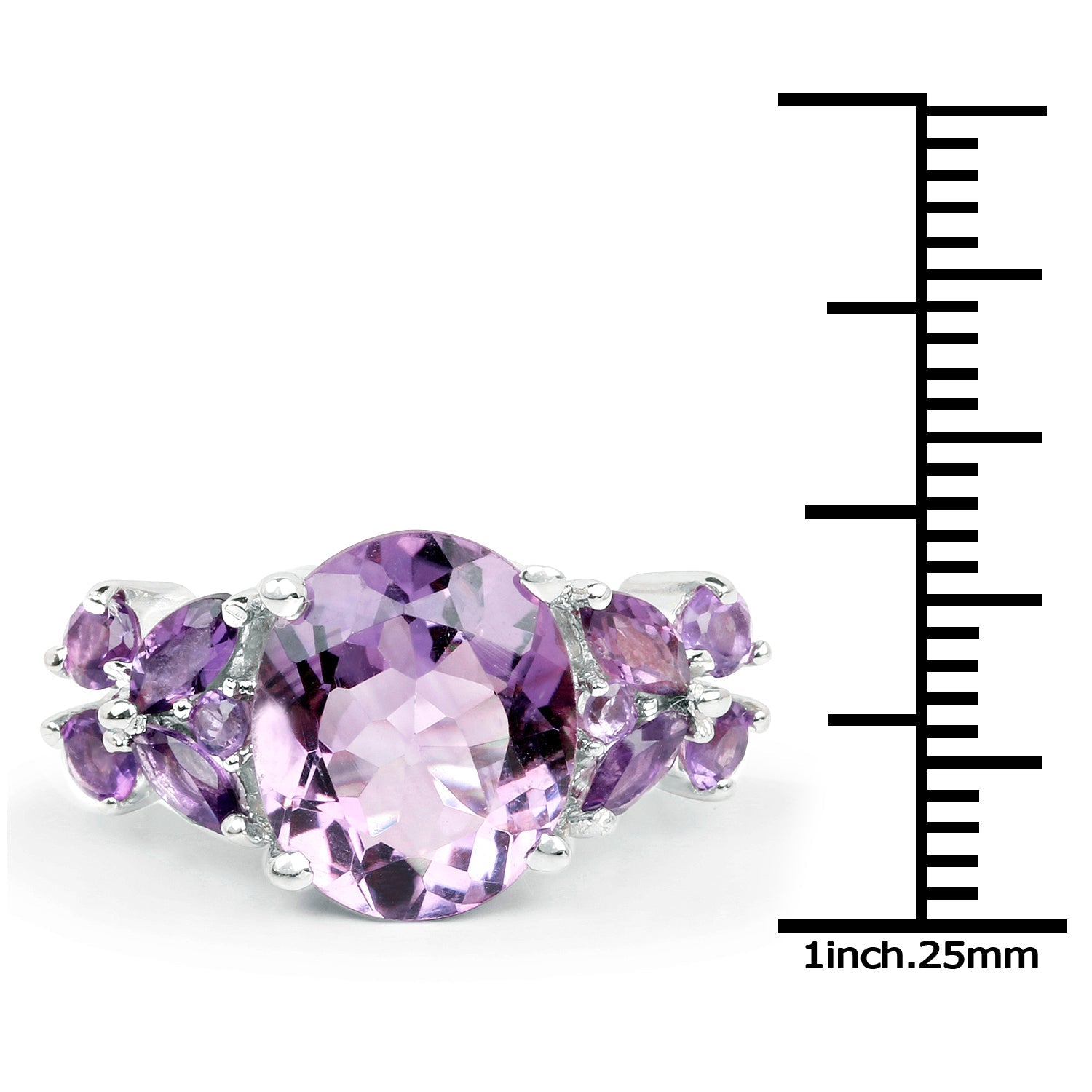 5.35 Carat Genuine Amethyst .925 Sterling Silver Ring  DestGlow