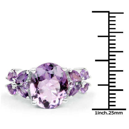 5.35 Carat Genuine Amethyst .925 Sterling Silver Ring  DestGlow