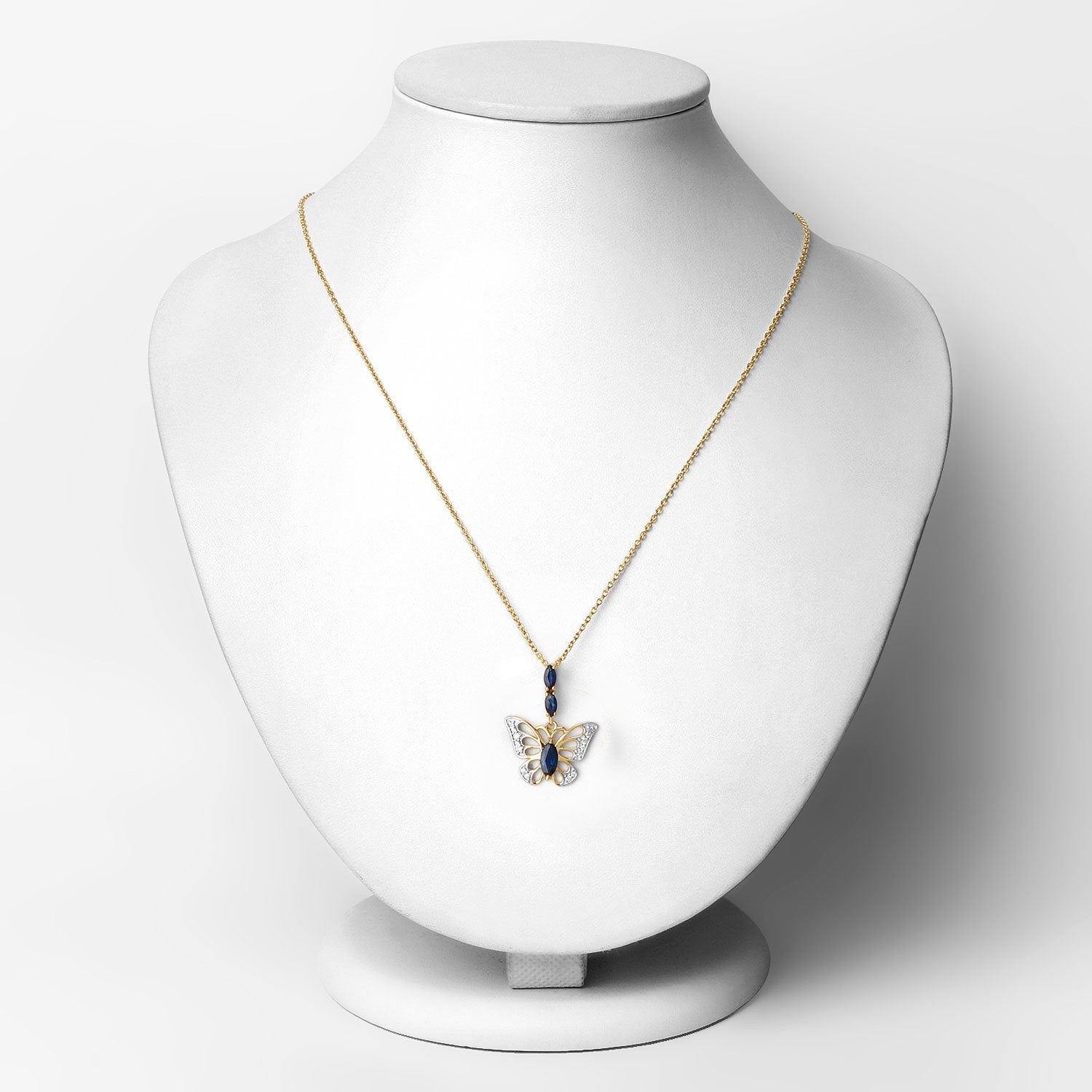 0.92 Carat Genuine Blue Sapphire and White Zircon .925 Sterling Silver Pendant by Bids.com