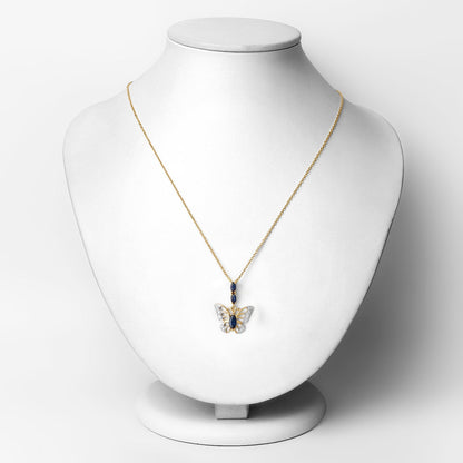 0.92 Carat Genuine Blue Sapphire and White Zircon .925 Sterling Silver Pendant by Bids.com