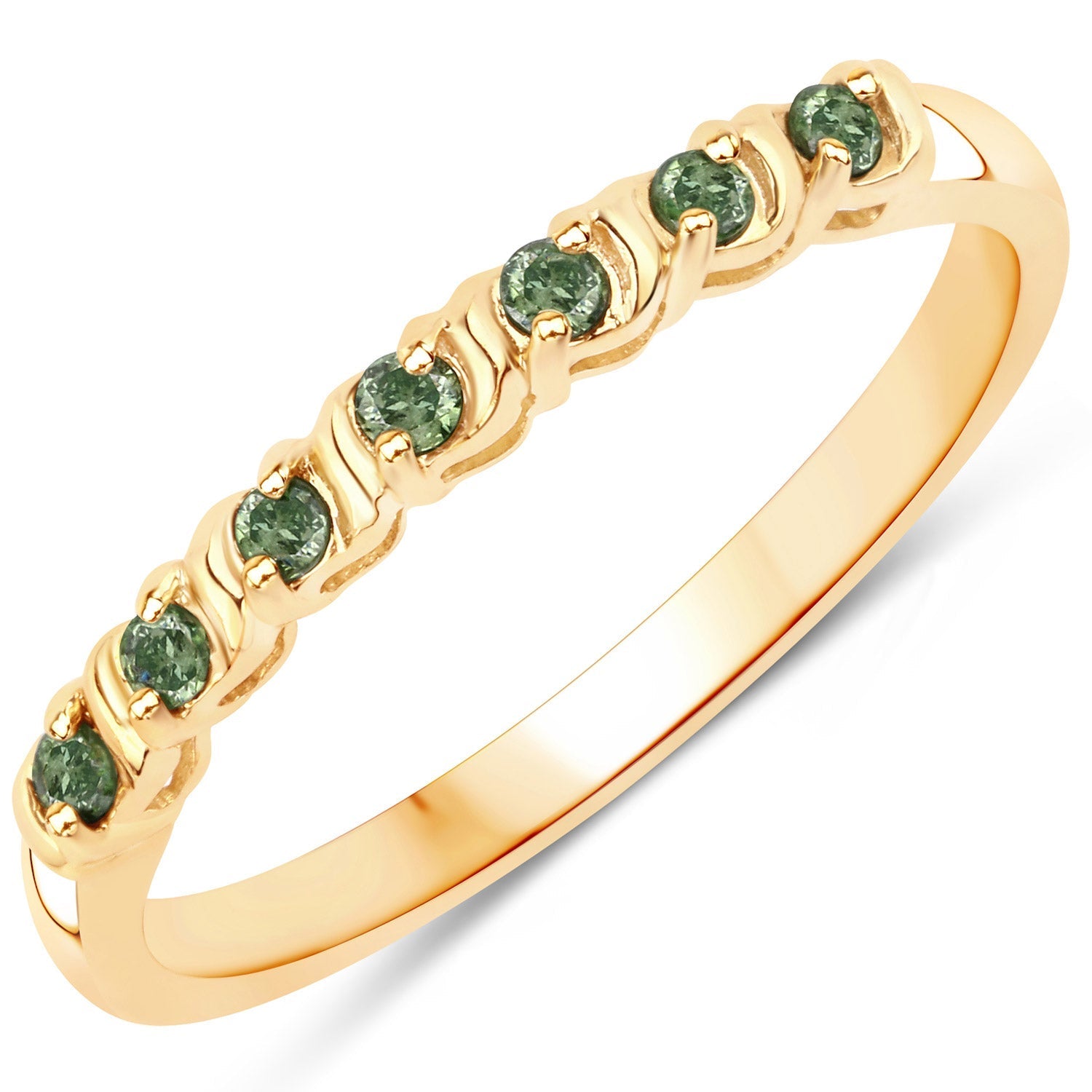 0.16 Carat Genuine Green Diamond 14K Yellow Gold Ring (I1-I2)  DestGlow