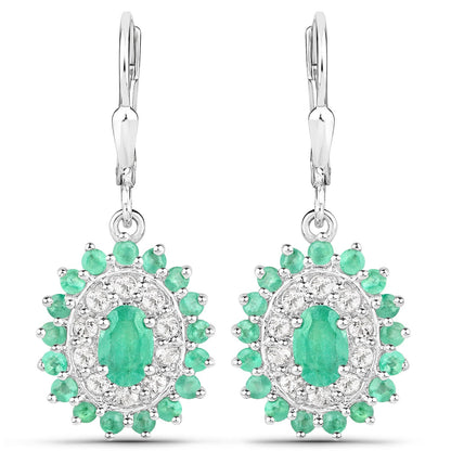 6.53 Carat Genuine Zambian Emerald and White Topaz .925 Sterling Silver 3 Piece Jewelry Set (Ring, Earrings, and Pendant w/ Chain) by Bids.com