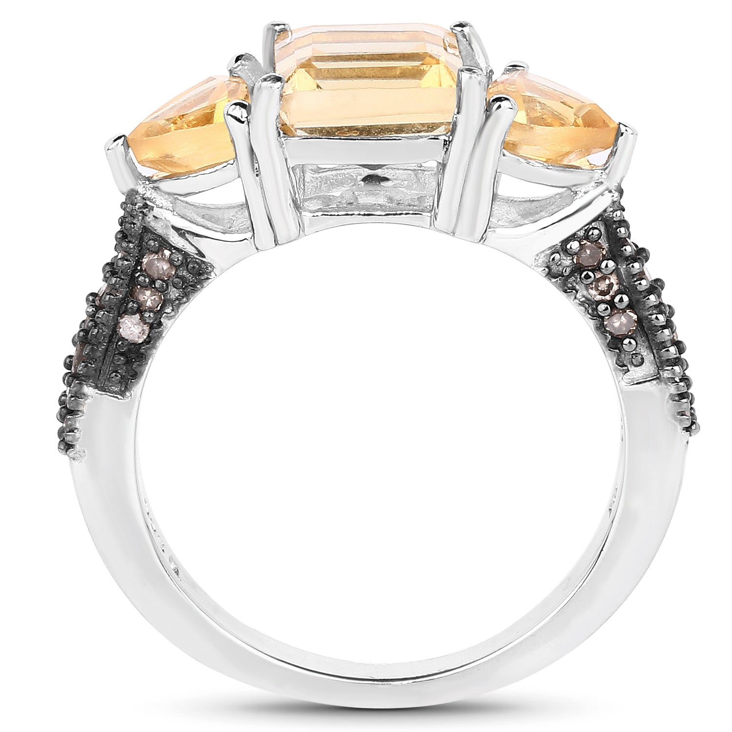 2.71 Carat Genuine Citrine and Champagne Diamond .925 Sterling Silver Ring by Bids.com