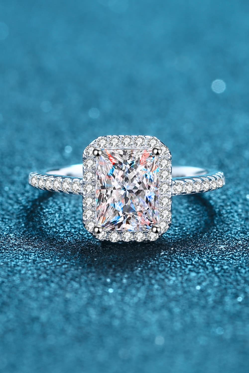 2 Carat Radiant-Cut Sparkala™ 925 Rhodium Over Sterling Silver Halo Ring by Sparkala