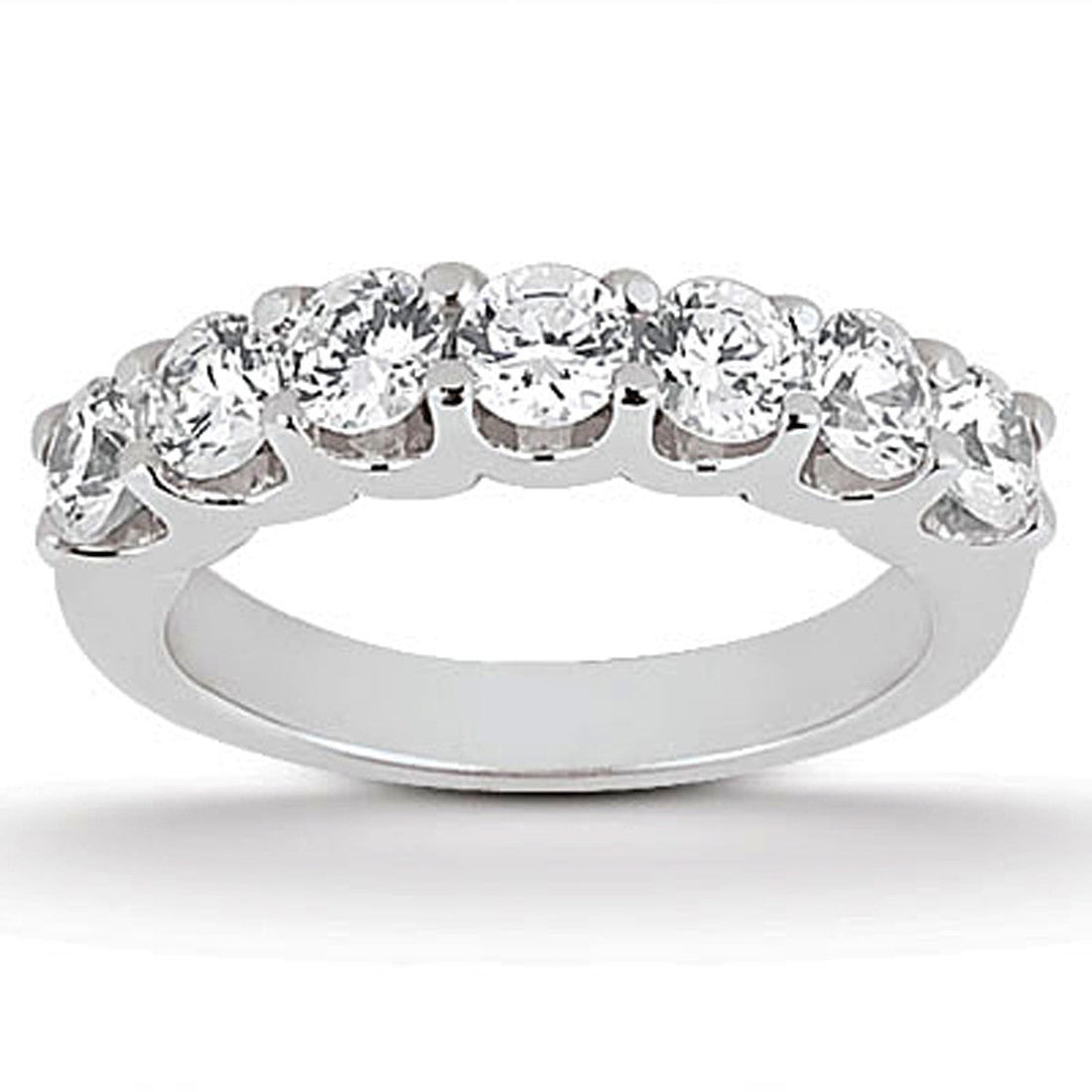 14k White Gold Diamond Scalloped Shared U Prong Setting Wedding Ring Band by Bids.com