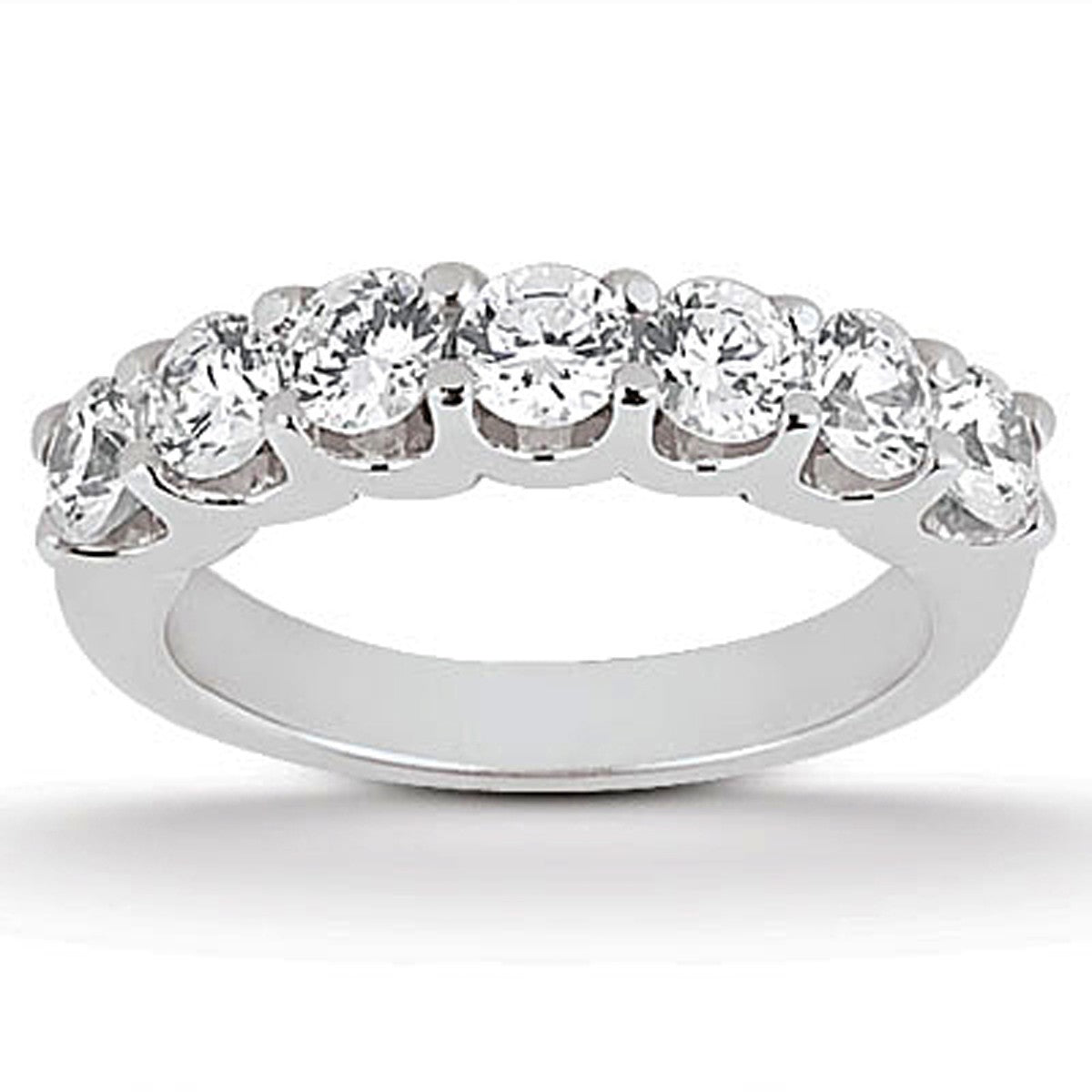 14k White Gold Diamond Scalloped Shared U Prong Setting Wedding Ring Band by Bids.com
