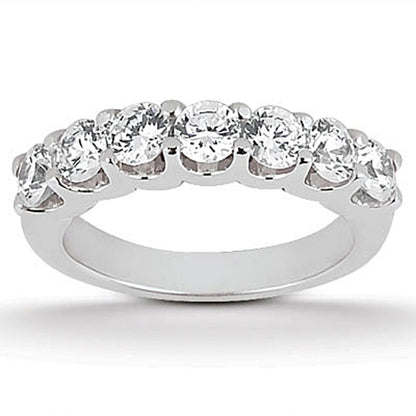 14k White Gold Diamond Scalloped Shared U Prong Setting Wedding Ring Band by Bids.com