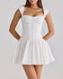 Sweet Romantic Gentle First Love Slim White Dress Design Square Neck Cinched Pettiskirt Dress by Ragazza