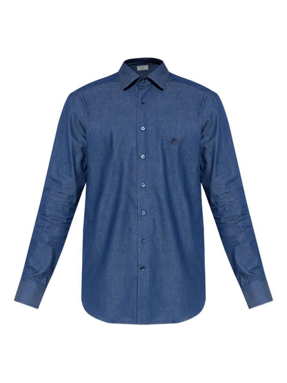 Etro Men Embroidered Logo Cotton Shirt by Luosophy