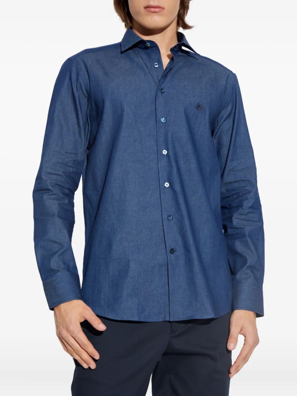 Etro Men Embroidered Logo Cotton Shirt by Luosophy