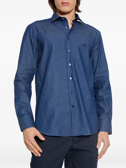 Etro Men Embroidered Logo Cotton Shirt by Luosophy