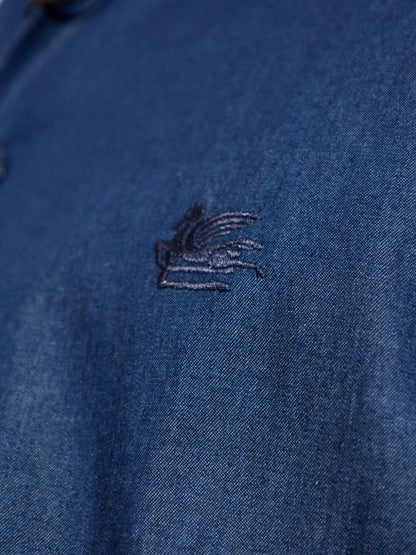 Etro Men Embroidered Logo Cotton Shirt by Luosophy