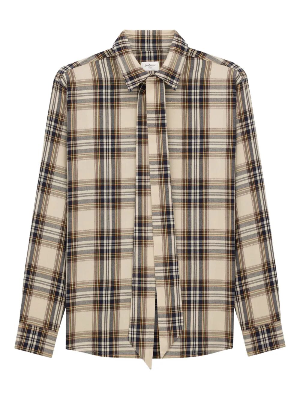 Saint Laurent Women Cassandre Lavallière Shirt In Cotton Tartan by Luosophy
