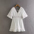 Summer Slimming Hollow Out Cutout out Stitching Bell Sleeve Short Dress by Ragazza