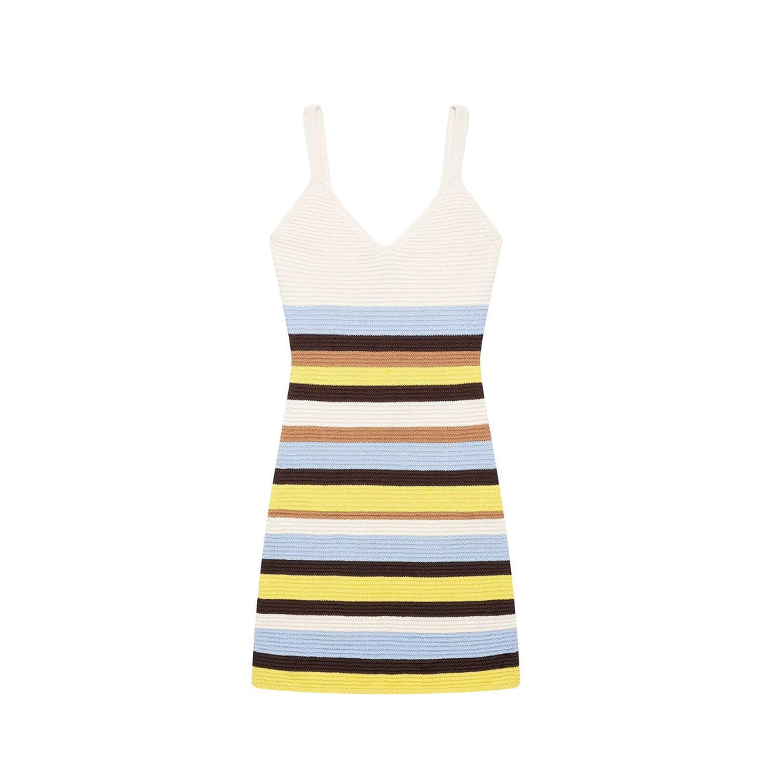 Women Clothing Women Striped Knitted Short Strap Dress by Ragazza