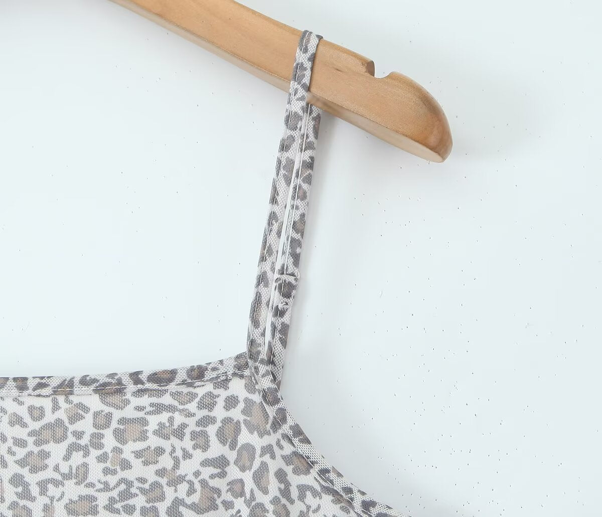 Spring Women French Leopard Bow Mesh Square Collar Suspenders Short Dress by Ragazza