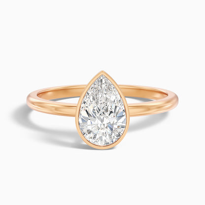 Avila 4 Carat Pear Cut Bezel Set Lab Grown Diamond Ring in 10k White Gold
