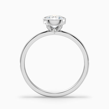 Avila 4 Carat Pear Cut Bezel Set Lab Grown Diamond Ring in 18k White Gold