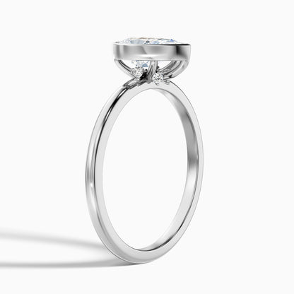 Avila 1.5 Carat Pear Cut Bezel Set Lab Grown Diamond Ring in 18k White Gold