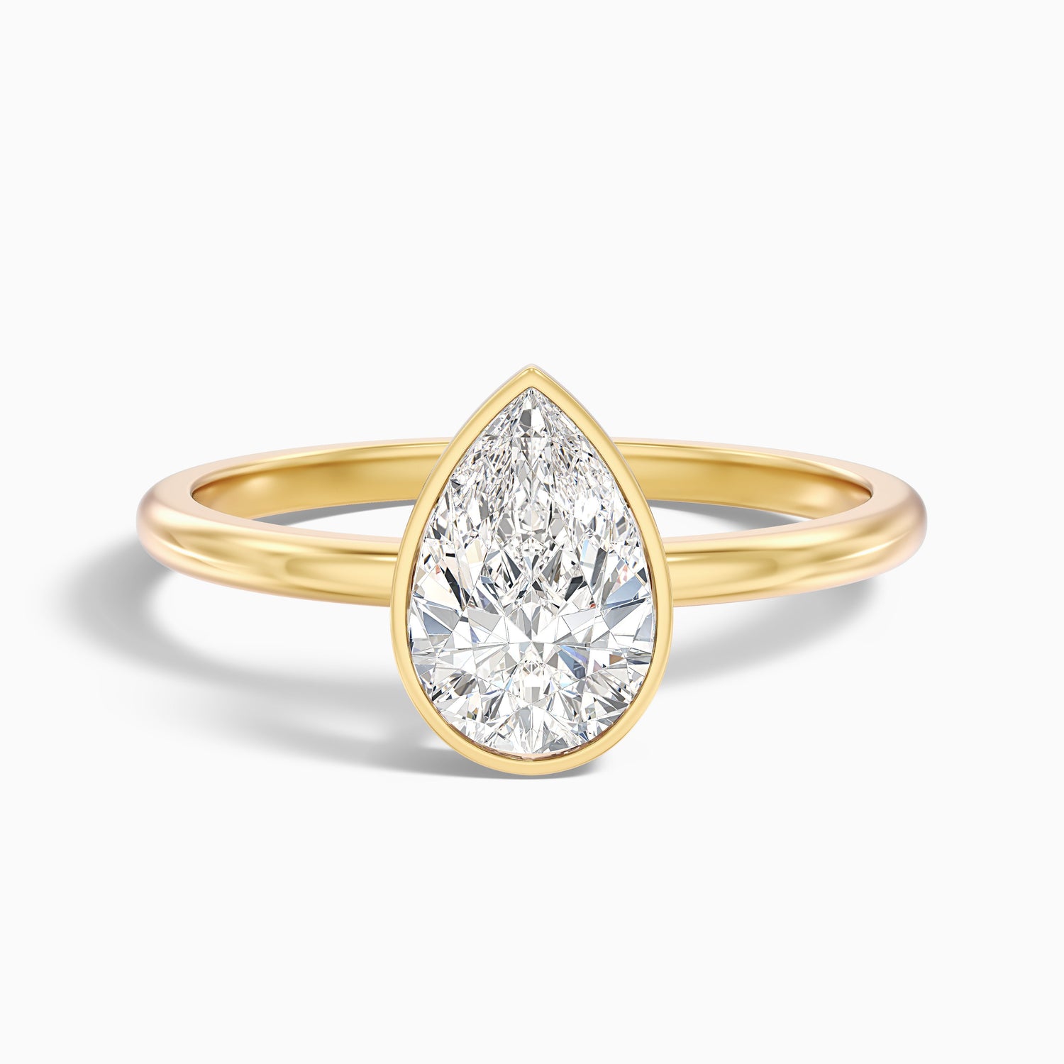 Nasya 5 Carat Pear Cut Bezel Set Moissanite Diamond Ring in Platinum