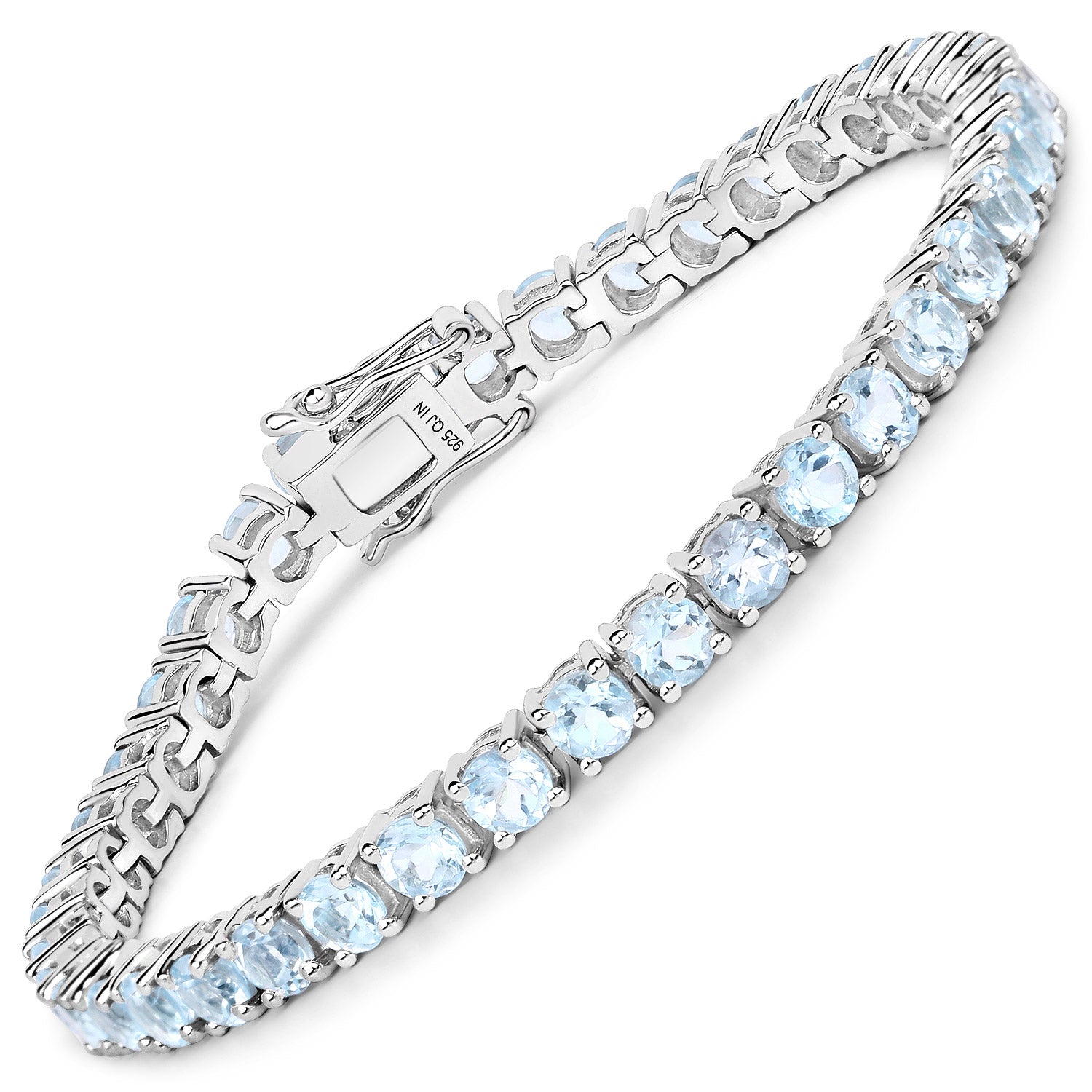 12.48 Carat Genuine Blue Topaz .925 Sterling Silver Bracelet  DestGlow