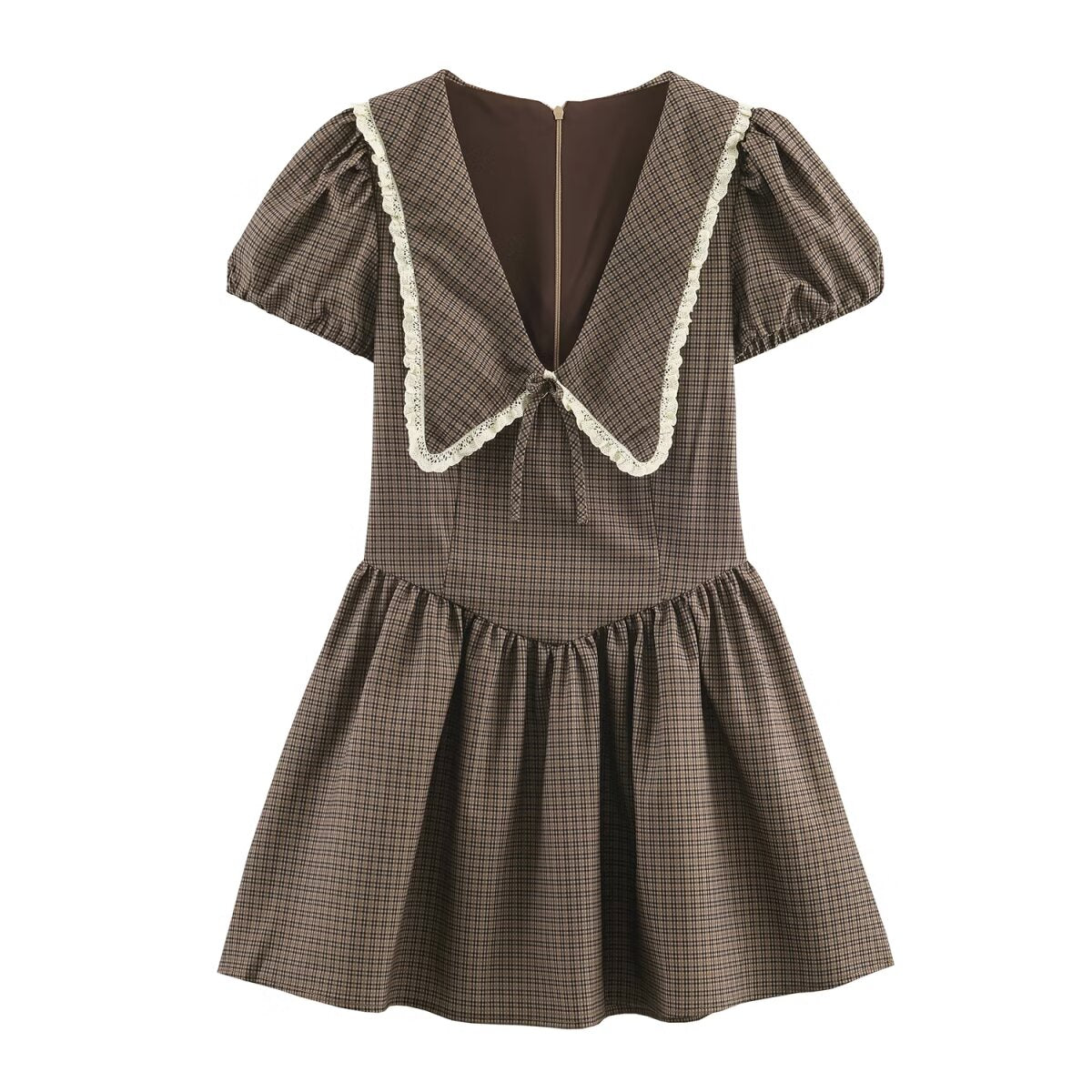 Women Clothing Summer Sweet Cute Anti Aging Plaid Collared Dress by Ragazza