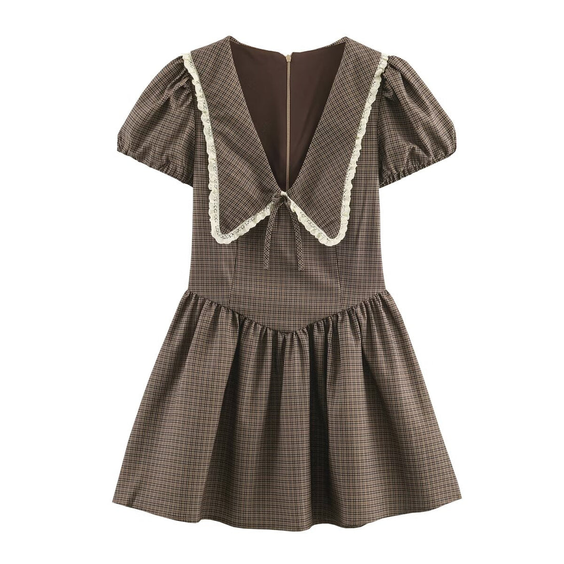 Women Clothing Summer Sweet Cute Anti Aging Plaid Collared Dress by Ragazza