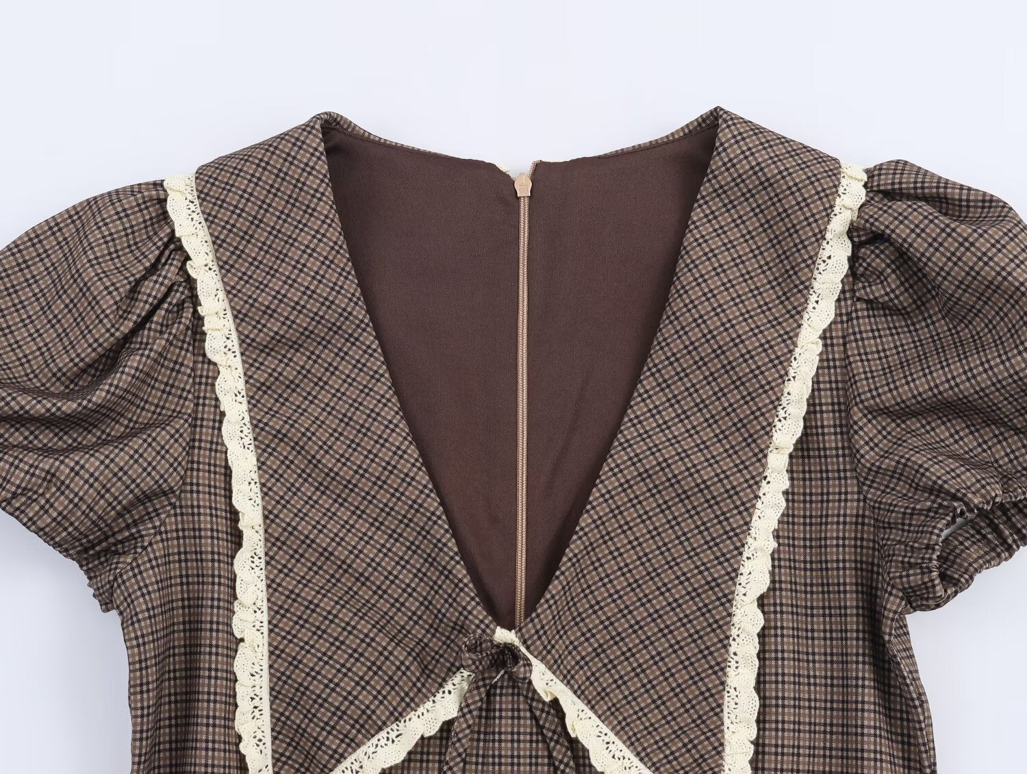 Women Clothing Summer Sweet Cute Anti Aging Plaid Collared Dress by Ragazza