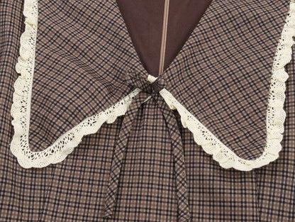 Women Clothing Summer Sweet Cute Anti Aging Plaid Collared Dress by Ragazza