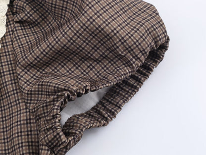 Women Clothing Summer Sweet Cute Anti Aging Plaid Collared Dress by Ragazza