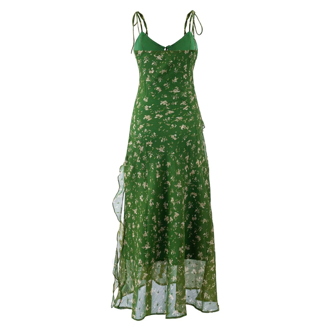 Summer Vintage Fresh Gentle Ruffled Floral Dress Slim Fit Figure Flattering Cami Dress by Ragazza