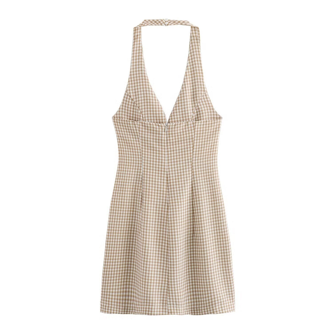 Women Clothing Summer French All Match Retro Spaghetti Straps Small Plaid Dress by Ragazza