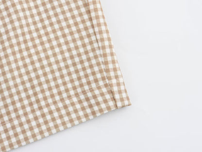 Women Clothing Summer French All Match Retro Spaghetti Straps Small Plaid Dress by Ragazza