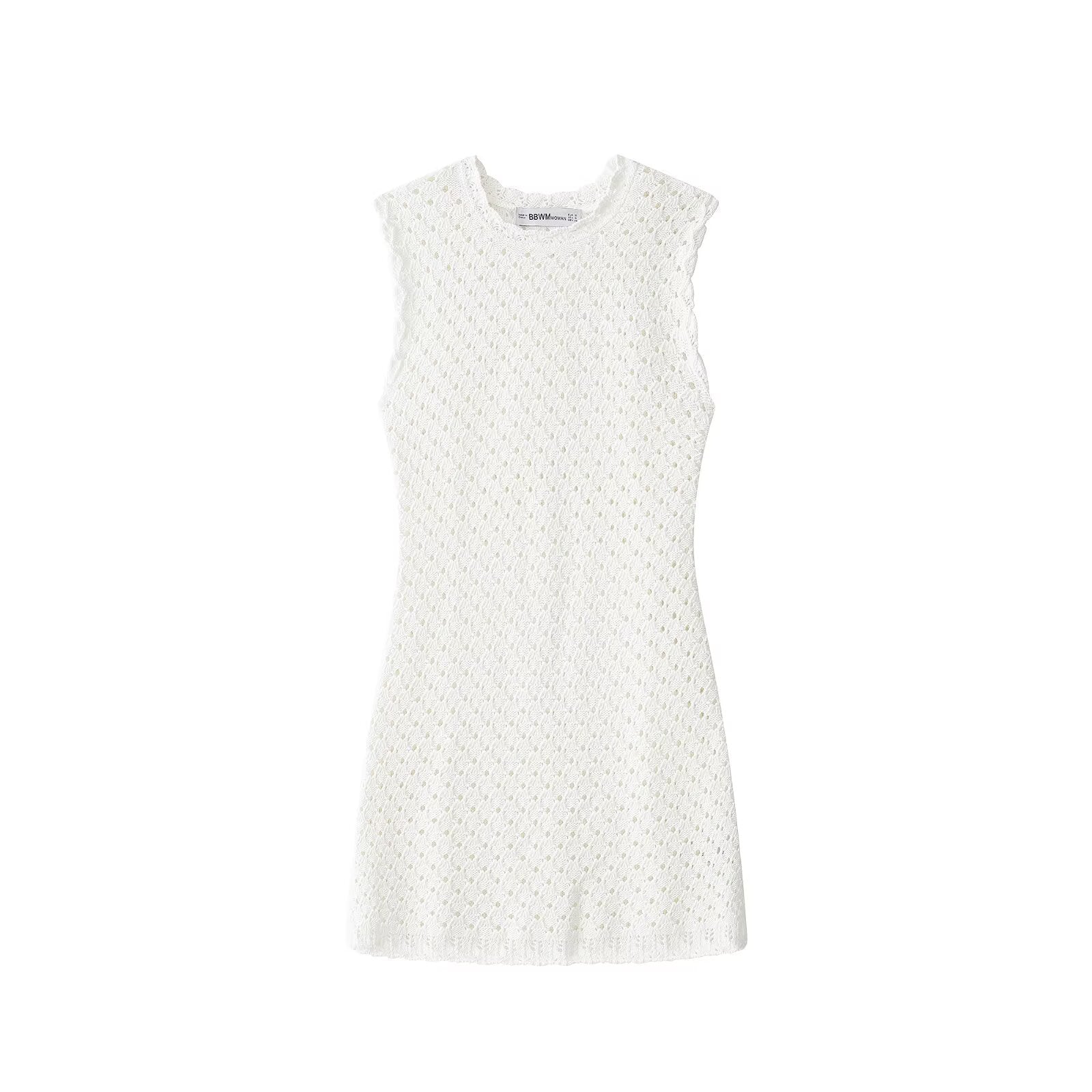 Women Clothing Summer Sleeveless Popular Hollow Out Cutout Knitted Mini Dress by Ragazza