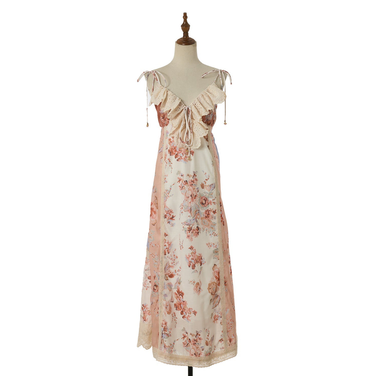 Women Vacation Print Lace Edged Halter Dress  DestGlow