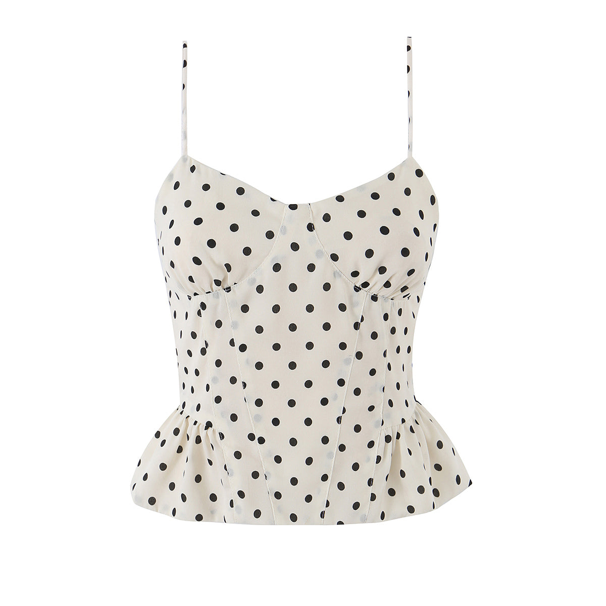 Sexy Polka Dot Brace Top Elegant Slim Fit Bandage Dress Lotus Leaf Skirt Sexy Two Piece Set for Women by Ragazza