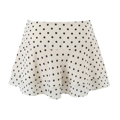 Sexy Polka Dot Brace Top Elegant Slim Fit Bandage Dress Lotus Leaf Skirt Sexy Two Piece Set for Women by Ragazza