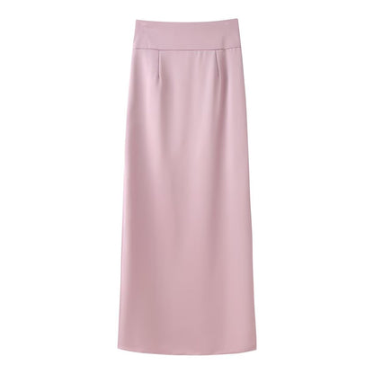 Women Elegant Solid Summer Silk Satin Skirt Sets by Ragazza