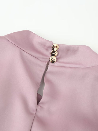 Women Elegant Solid Summer Silk Satin Skirt Sets by Ragazza