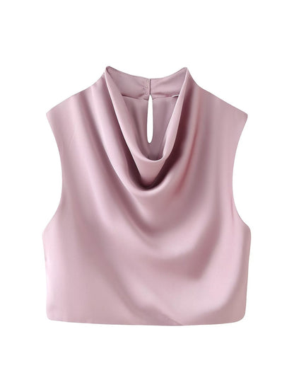 Women Elegant Solid Summer Silk Satin Skirt Sets by Ragazza