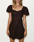 Summer French Retro Dots Puff Sleeve Square Neck Cinched Slimming Dress by Ragazza