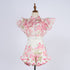 Women Court Style V Necked Frilled Hemline Diamond Buttoned Sleeveless Short Skirt Two Piece Sets by Ragazza