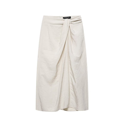 Women Clothing Summer Elegant Pleated Bow Tie Wrapping Towel Midi Skirts by Ragazza