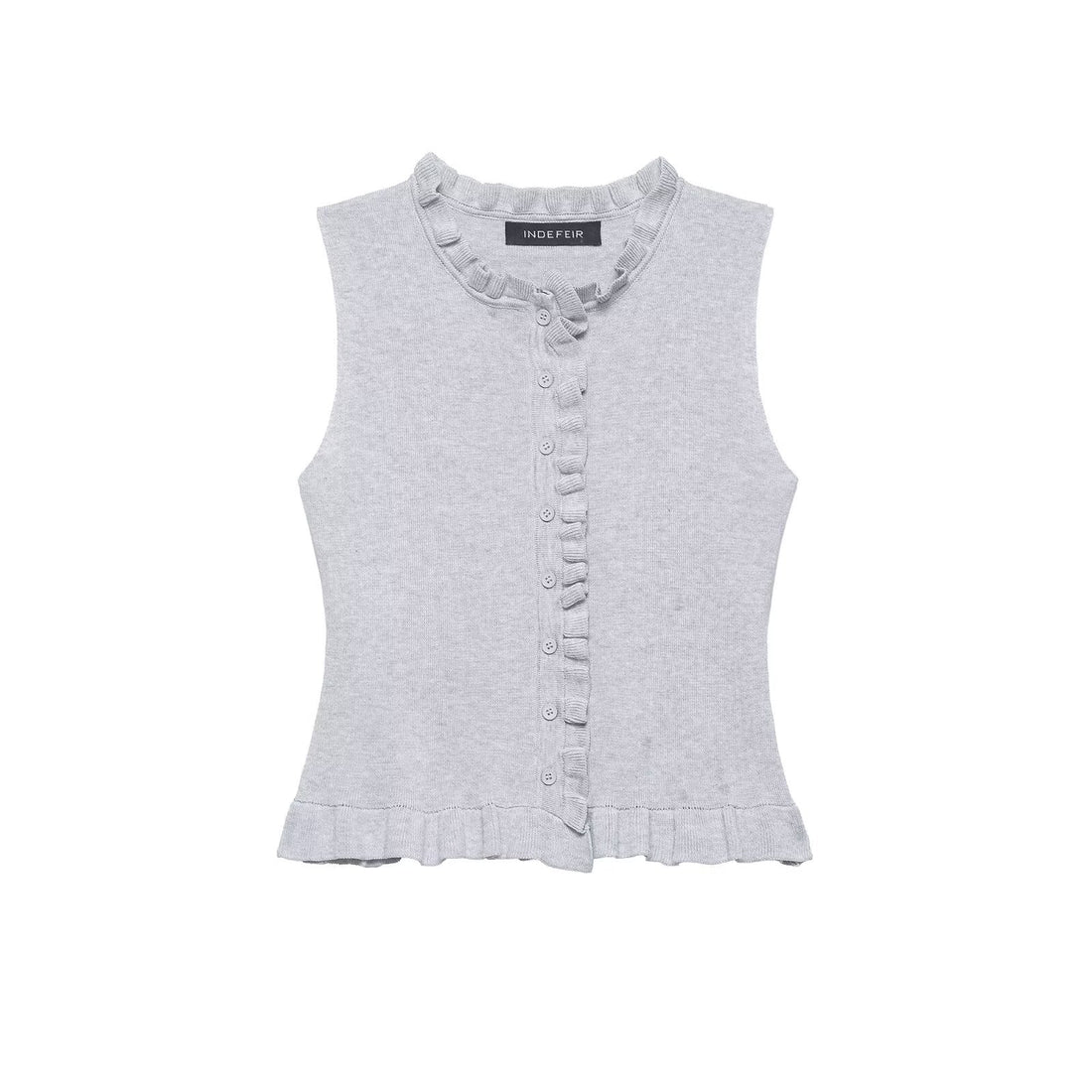 Women Clothing Summer Laminated Decoration Soft round Neck Sleeveless Knitwear by Ragazza