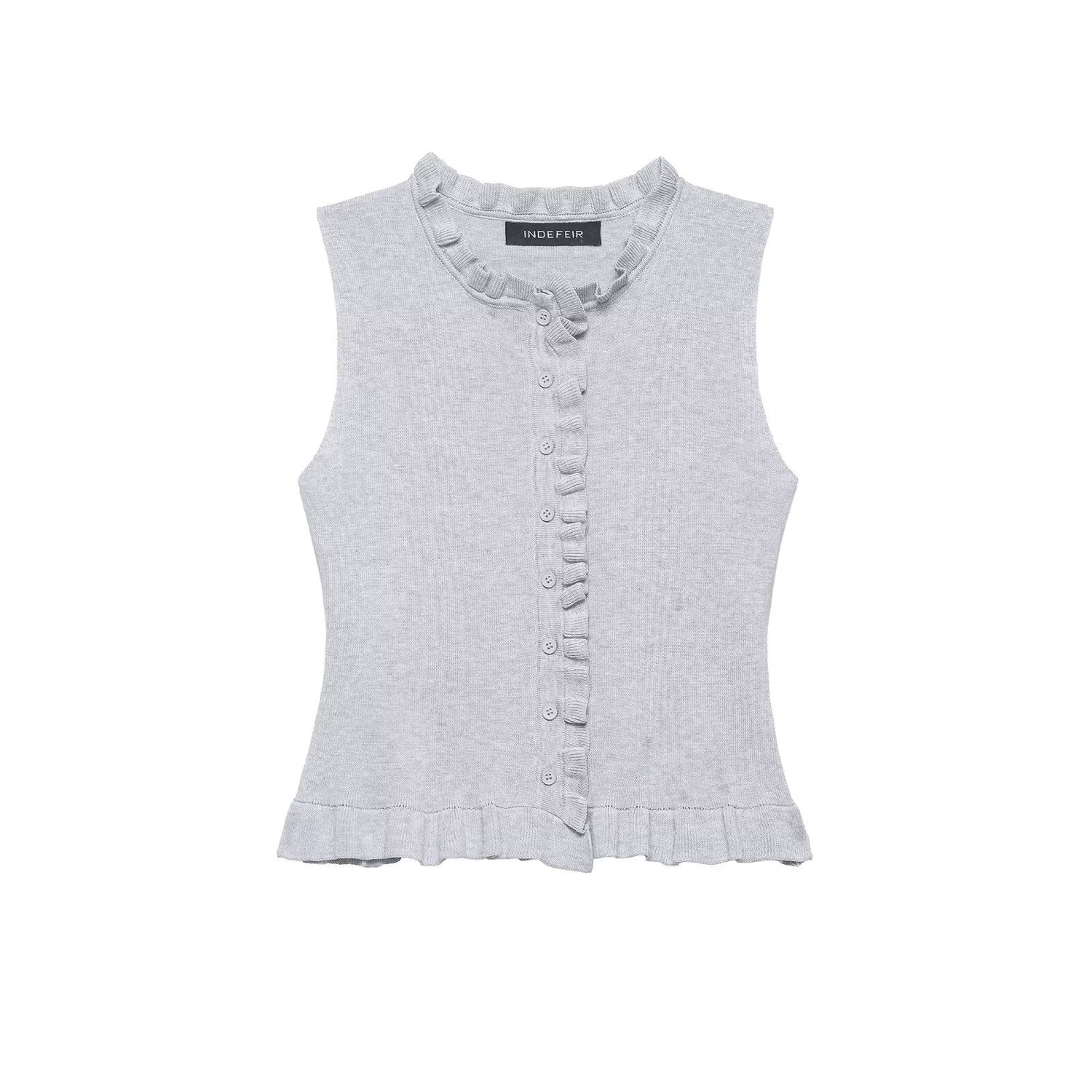 Women Clothing Summer Laminated Decoration Soft round Neck Sleeveless Knitwear by Ragazza