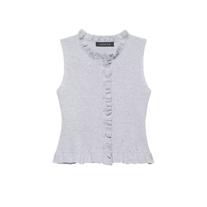 Women Clothing Summer Laminated Decoration Soft round Neck Sleeveless Knitwear by Ragazza