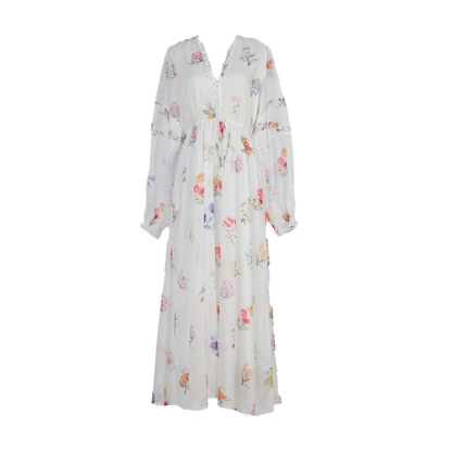 Women Country Style Long Sleeved Fitted Printed Dress That Flatters The Figure And Makes One Look Slimmer by Ragazza