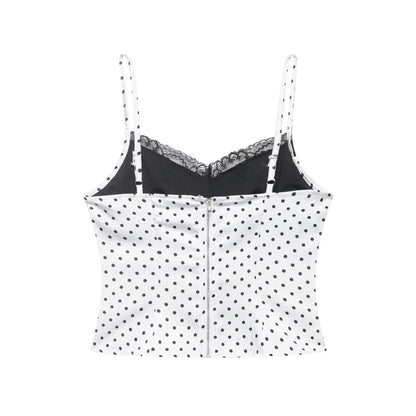 Polka Dot Summer Lace Splicing Sling Vest Slim Fit Slim Sexy Top by Ragazza