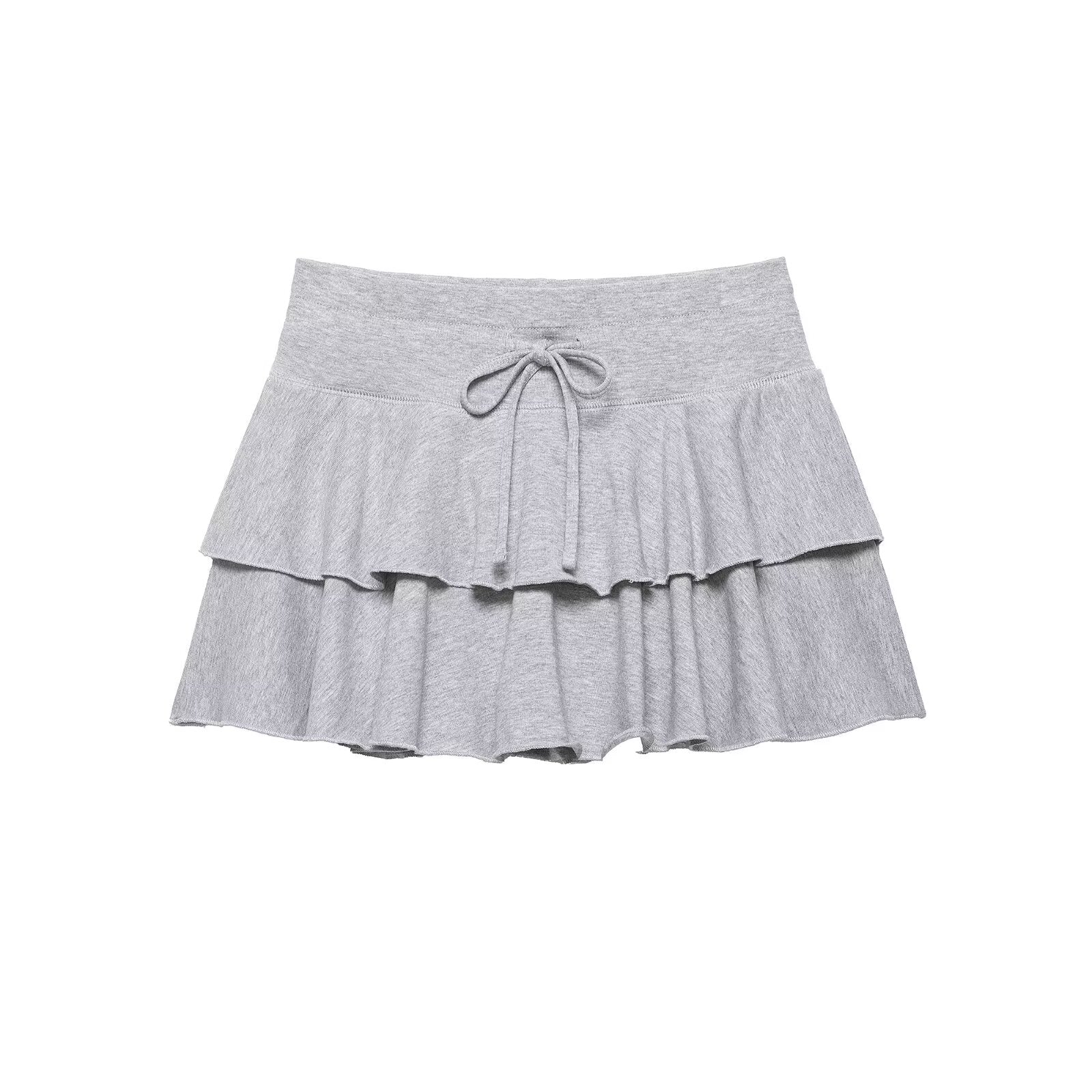 Women Clothing Summer Sweet Tie Neck Cotton Laminated Decoration Mini Skirt by Ragazza